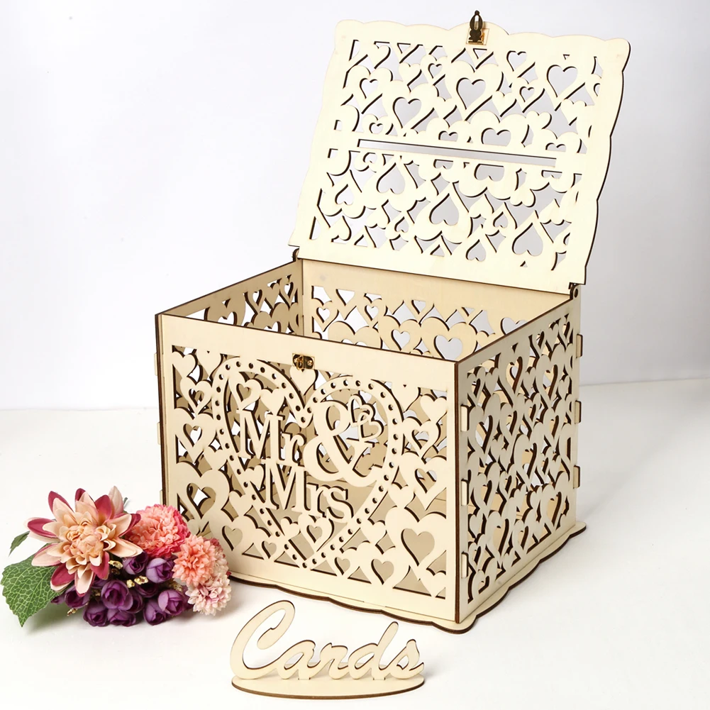 Wedding Card Box - 나무 웨딩 카드 상자 웨딩 장식