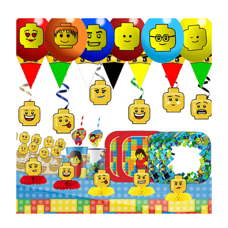 Confetti Balloon Set - 빌딩 블록 생일 축하 배너 파티