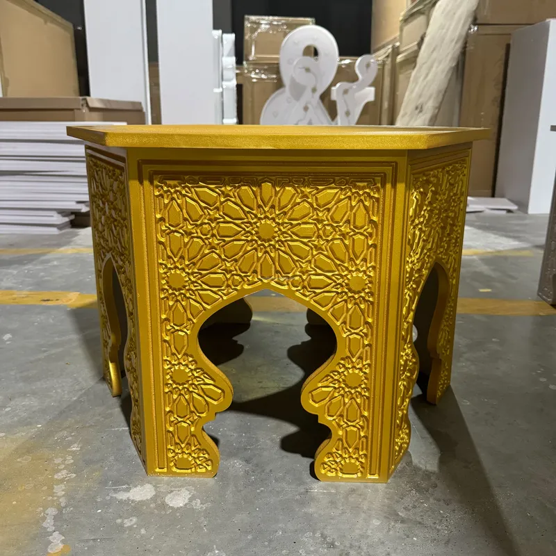 Indian Wedding Decor Supply - 인도풍 꽃무늬 금색 원형 테이블 침대