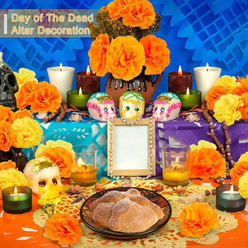 Indian Wedding Decor Supply - 인공 카네이션 메리골드 꽃 머리 할로윈
