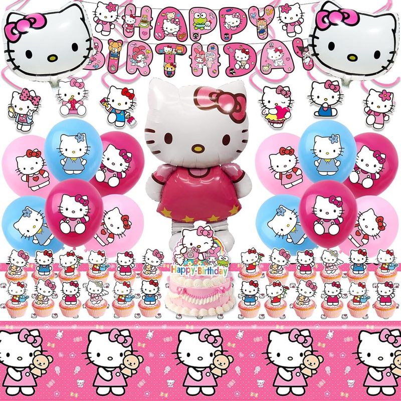 Confetti Balloon Set - 헬로 키티 파티 장식품: 생일 배너,