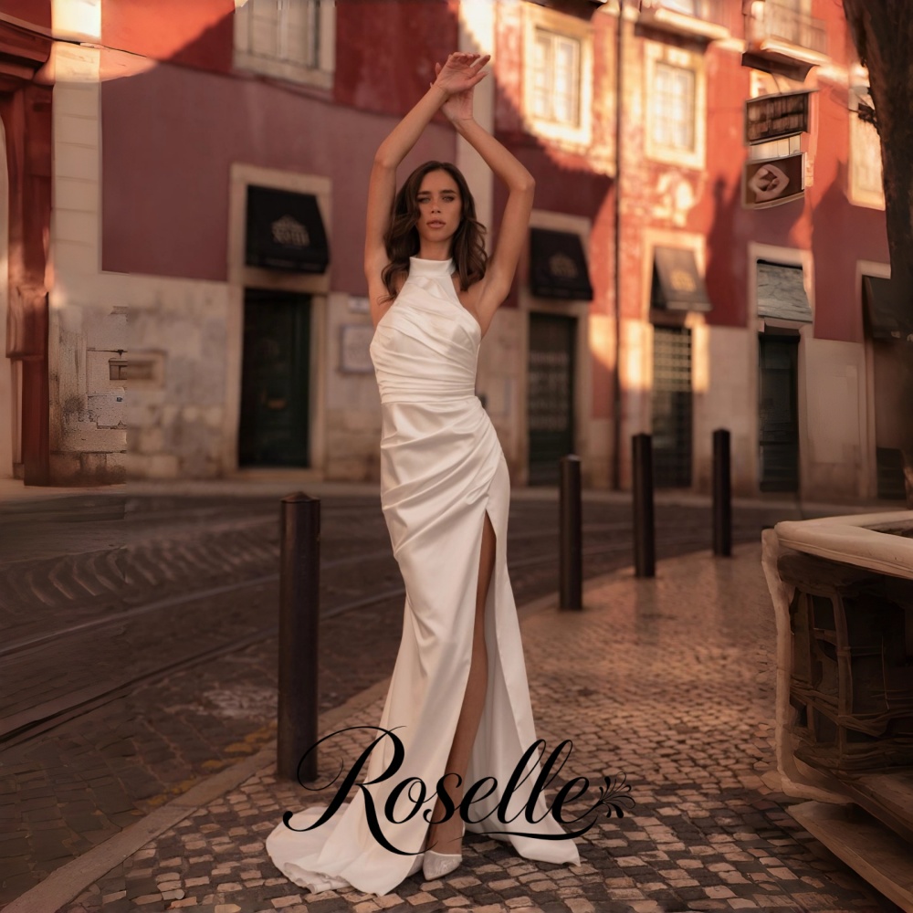ROSELLE 홀터넥 민소매 머메이드 우아한 웨딩드레스 - Wedding Qw 리뷰 및 가격