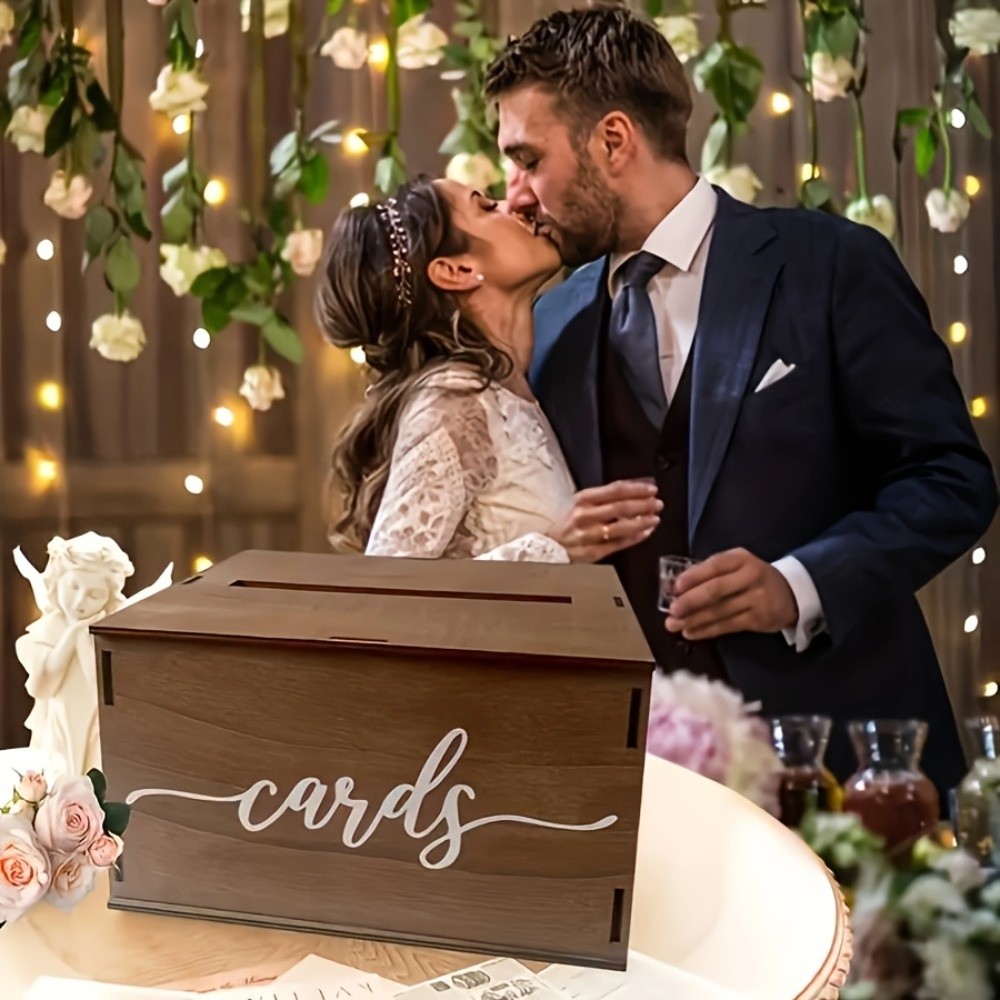 새로운 나무 웨딩 카드 상자 뚜껑이 있는 장식용 수제  - Wedding Card Box 리뷰 및 가격