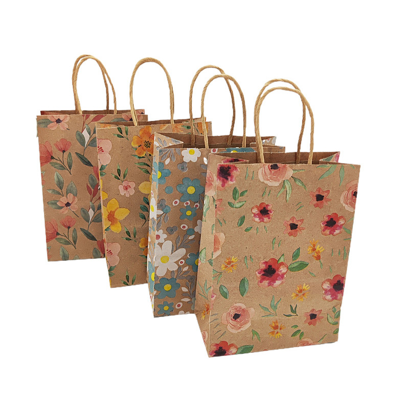 12/24Pcs 크래프트 종이 꽃 선물 가방 핸들 포장 - Wedding Supply Shops 리뷰 및 가격