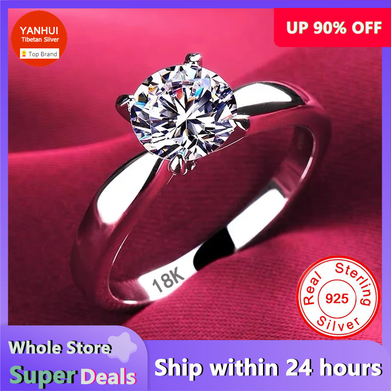인증서 포함 럭셔리 18K 화이트 골드 반지, 100% - Wedding Z 리뷰 및 가격