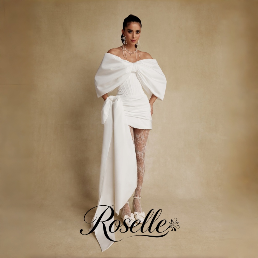 ROSELLE 오프 숄더 미니 웨딩 드레스 보우 스트랩 - Wedding Qw 리뷰 및 가격