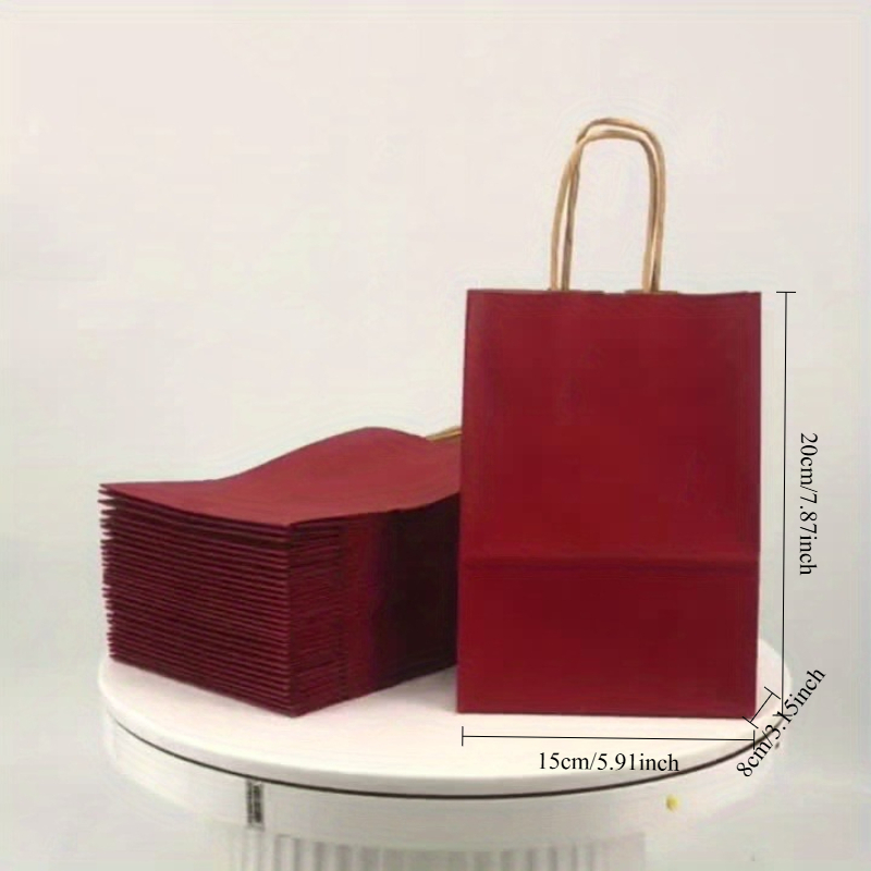 100pcs 빨간 종이 선물 가방 손잡이가 있는 공예  - Wedding Supply Shops 리뷰 및 가격