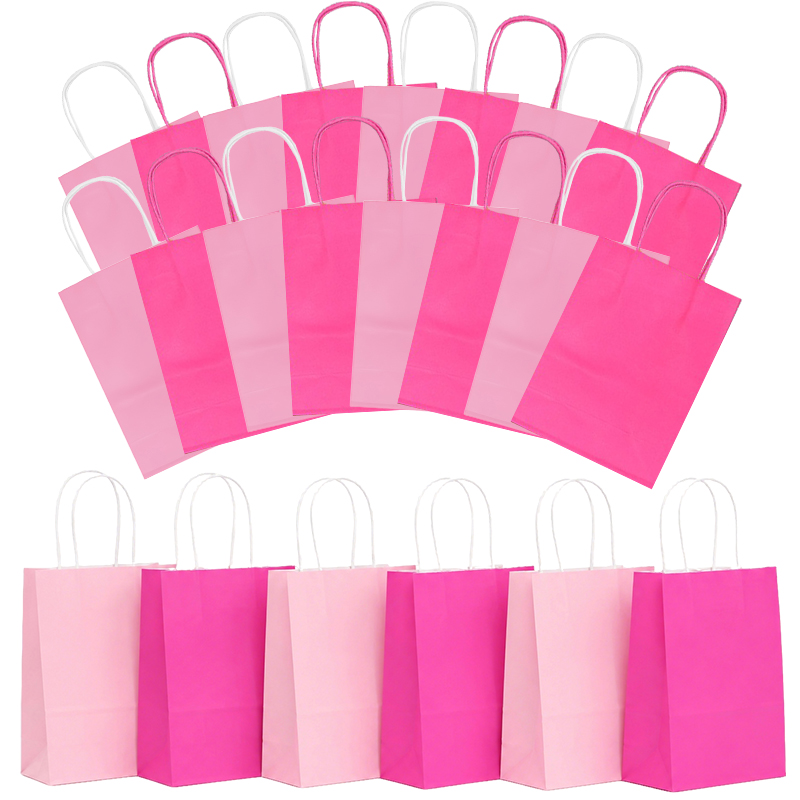 12PCS 크래프트 종이 쇼핑백 로즈 핑크 색상 사용  - Wedding Supply Shops 리뷰 및 가격