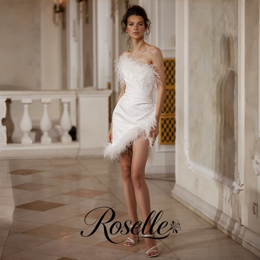 ROSELLE 미니 스트랩리스 시스 웨딩 드레스 깃털  - Wedding Qw 리뷰 및 가격