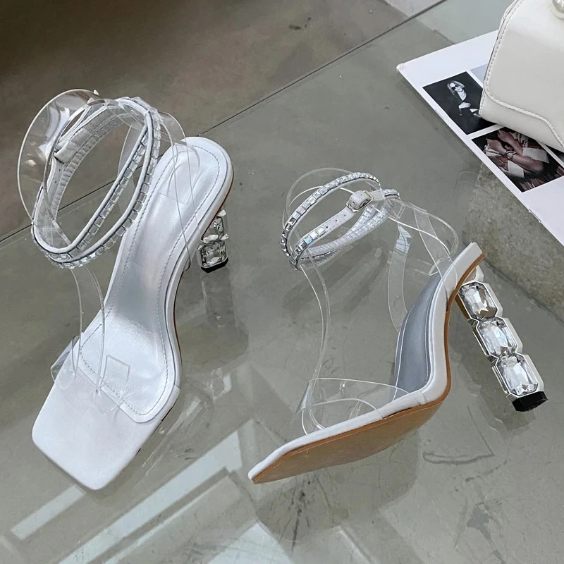 아네이케 섹시 스파클리 스택드 크리스탈 힐 샌들 여성  - Wedding Super 리뷰 및 가격