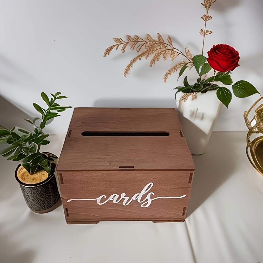 새로운 나무 웨딩 카드 상자(뚜껑 포함) 장식용 선물  - Wedding Card Box 리뷰 및 가격