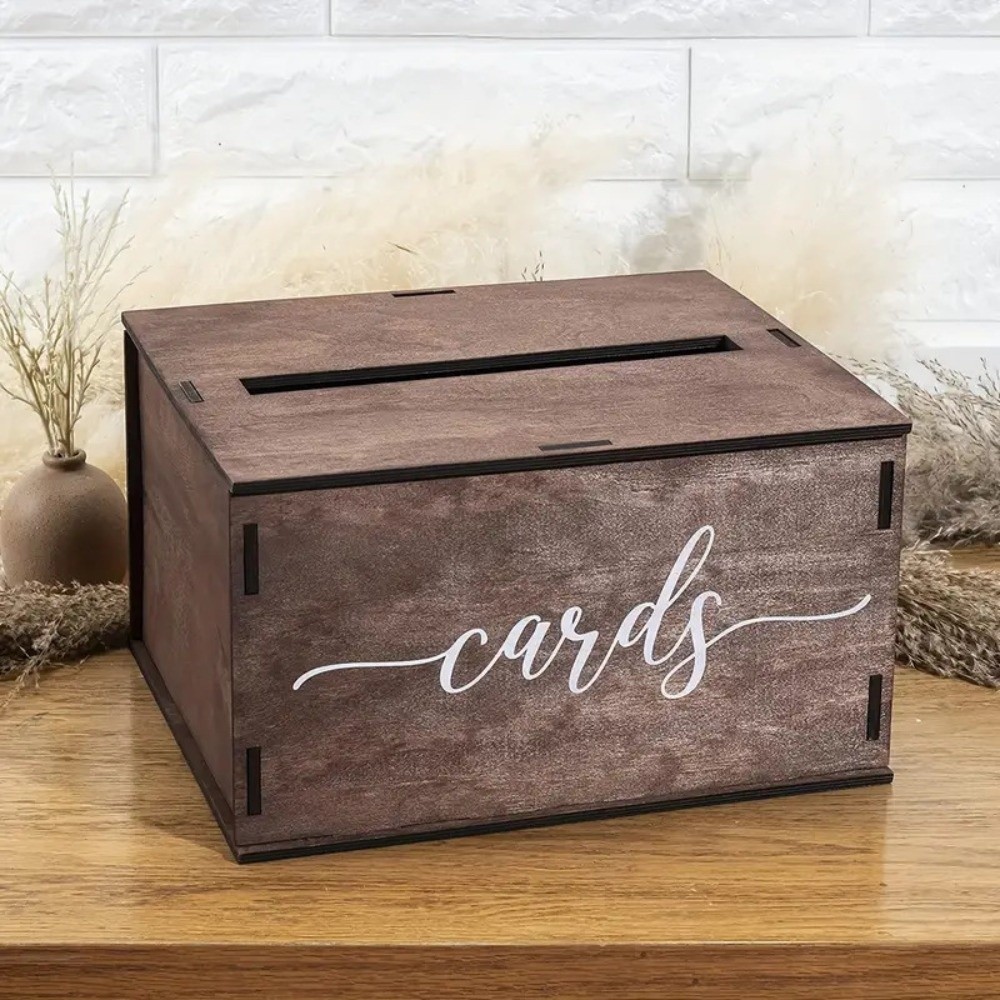 새로운 나무 웨딩 카드 상자(뚜껑 포함) 장식용 선물  - Wedding Card Box 리뷰 및 가격