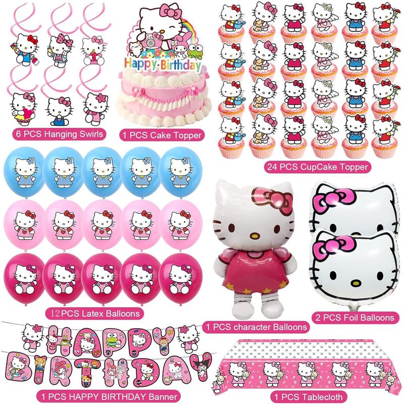 헬로 키티 파티 장식품: 생일 배너, 케이크 토퍼, 풍 - Confetti Balloon Set 리뷰 및 가격