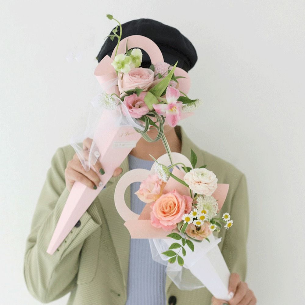 10pcs 로맨틱 하트 단일 꽃 상자 DIY 종이 꽃다 - Wedding Packaging 리뷰 및 가격